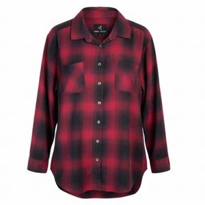 REBEL ROGUE Plaid Brushed Cotton Button Up Shirt Magenta Purple Black Size M